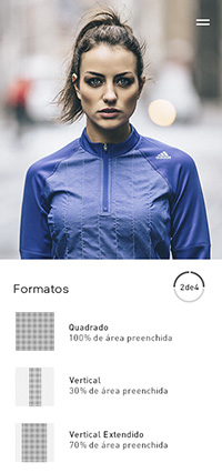Design conceitual para aplicativo Adidas versão mobile.