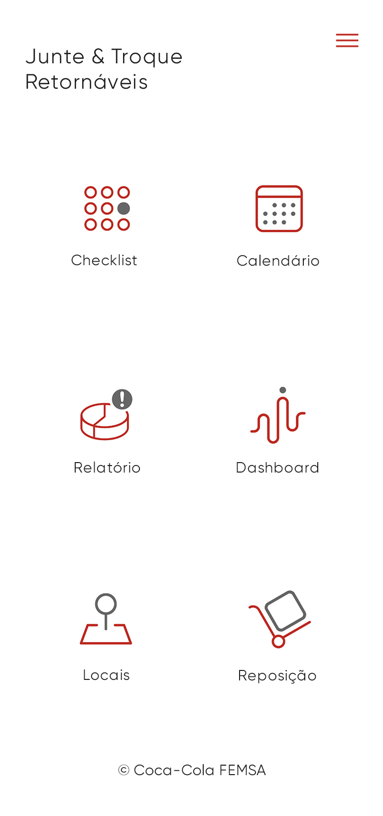 Design conceitual para aplicativo Coca-Cola FEMSA versão mobile.