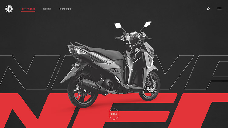 Design conceitual para tela de transição do hotsite Yamaha Neo 125 UBS.