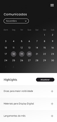 Design conceitual para aplicativo Samsung versão mobile.