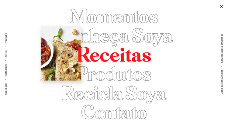 Design conceitual para o Menu do hotsite Soya, Bunge.