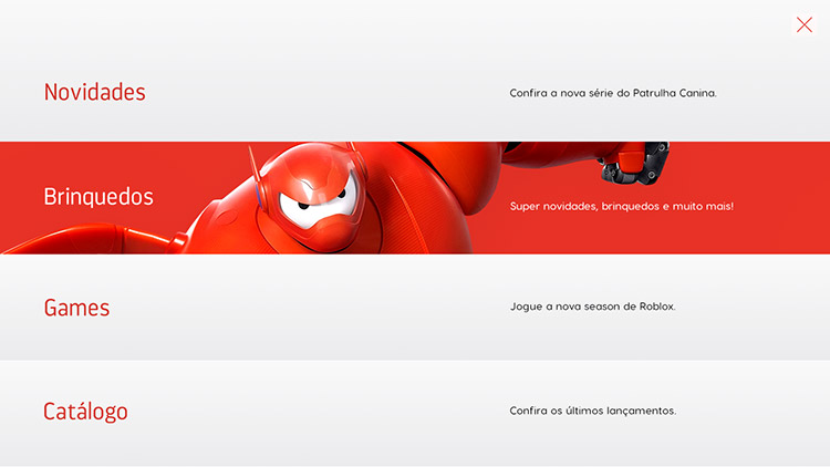 Design conceitual para o Menu do hotsite Descubra Brincando, Sunny Brinquedos.